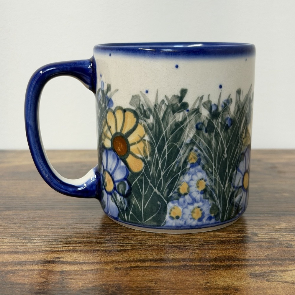 Hand Painted WILDFLOWER Polish Pottery Mug Unikat Boleslawiec WR 10oz